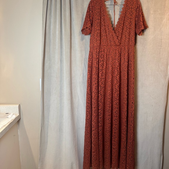 Baltic Born Terracotta Lace Maxi Dress Warm brown Orange Boho NWT XXL - Picture 3 of 12